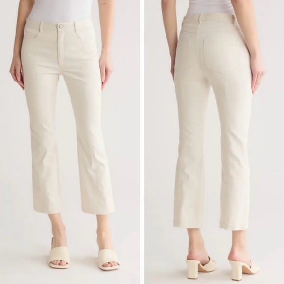 NWT CINQ A SEPT Shannon Jeans Alabaster Cream High-Rise Cropped Size 0 Neutral - Picture 1 of 15